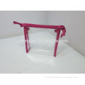 Zipper Closure Clear Stitched PVC Bag with Pink Canvas Binding